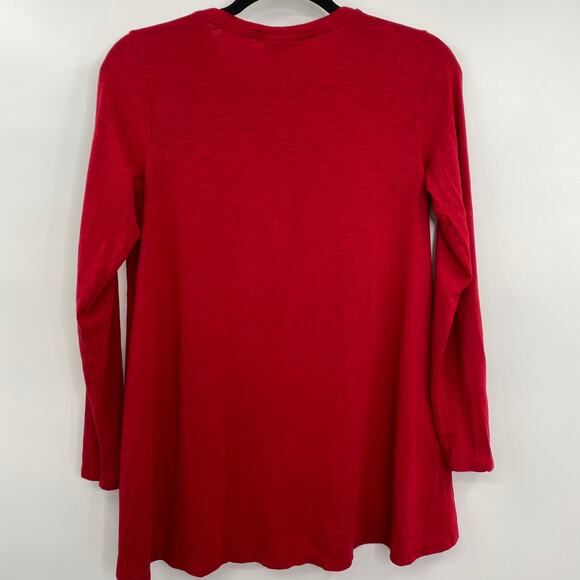 J. Jill Top Pullover Long Sleeve Beaded Embroidered Red Womens Size XS - Picture 2 of 6